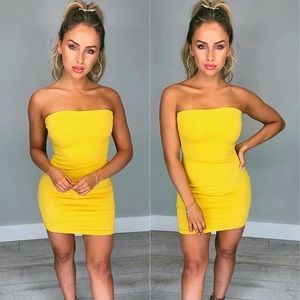 Yellow Strapless Dress
